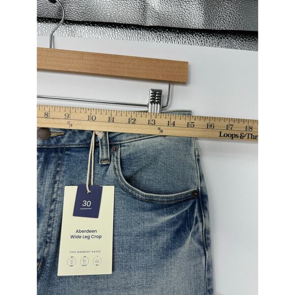 Oliver Logan Aberdeen Wide Leg Crop Jeans Size 30 Light Wash Raw Hem - Picture 8 of 11